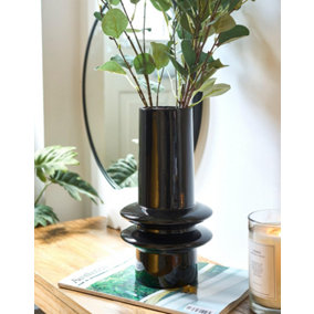 Tall Ceramic Bubble Vase - 30cm - Black