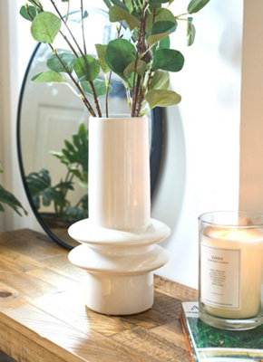 Tall Ceramic Bubble Vase - 30cm - White