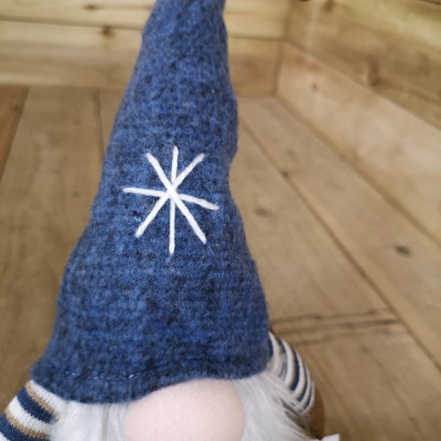 Tall Christmas Gnome Gonk Nordic Decoration Blue Body Hat Bell Dangly Legs 48cm - 5