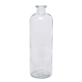 Tall Clear Glass Decorative Bottle. Ideal for Tall Stemmed Flowers. Height is 33 cm