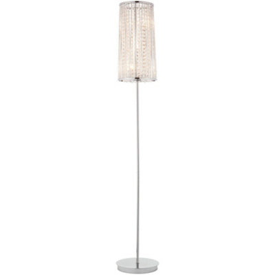 Tall Crystal Floor Lamp Chrome & Glass Modern Free Standing Lounge ...