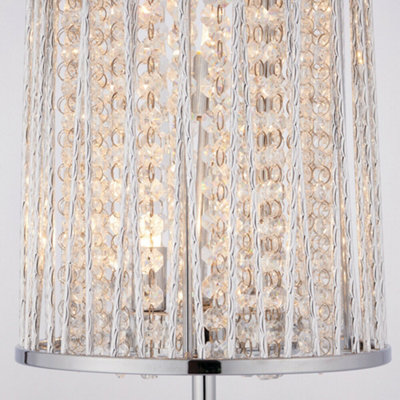 Tall Crystal Floor Lamp Chrome & Glass Modern Free Standing Lounge ...