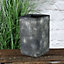 Tall Dark Grey Rustic Ceramic Plant Pot. Grid Design. No Drainage Holes. H22 x W14 cm