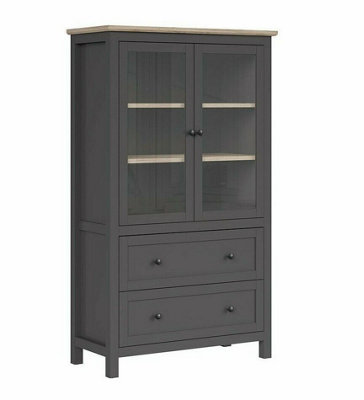 Dark grey deals china cabinet