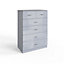 Tall High Gloss Grey 6 Drawer Chest Of Drawers