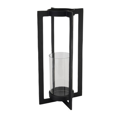 Tall Hurricane Lantern - Metal - L21 x W21 x H49 cm - Black