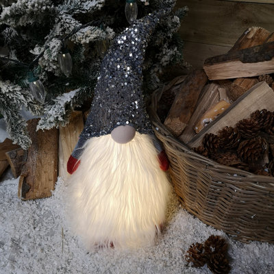 Tall Light Up Christmas Gnome Gonk Decoration With Grey Sequins Sitting 63cm Price Comparisons | Compare The Build
