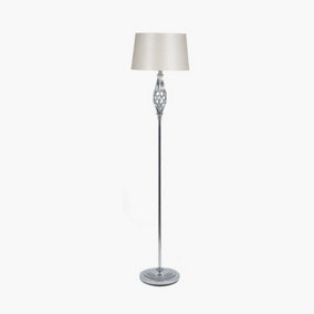 Tall Living Room Silver Metal Twist Detail Floor Lamp