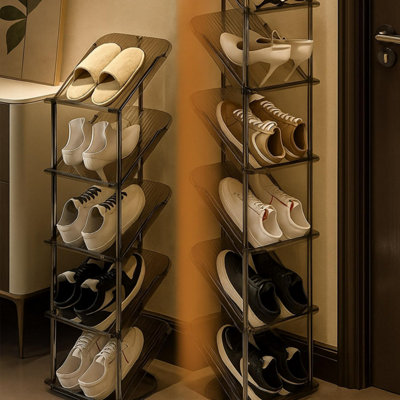 Tall Narrow 6 Tier Clear Shoe Rack Smoke Clear Vertical Sloping Shoe ...