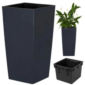 Tall Planter Plant Pot Flower with Insert Indoor Outdoor Garden Patio Home Large Anthracite H32.5cm W17cm