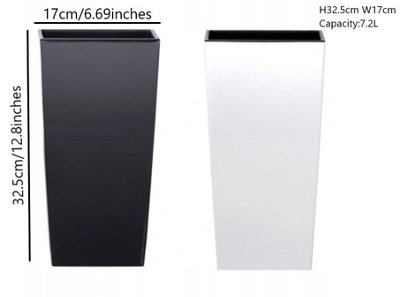 Tall Planter Plant Pot Flower with Insert Indoor Outdoor Garden Patio Home Large Anthracite H32.5cm W17cm - 5