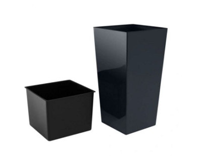 Tall Planter Plant Pot Flower with Insert Indoor Outdoor Garden Patio Home Large Anthracite H50cm W26.5cm - 3