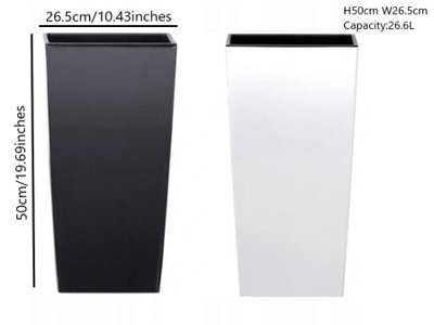 Tall Planter Plant Pot Flower with Insert Indoor Outdoor Garden Patio Home Large Anthracite H50cm W26.5cm - 5