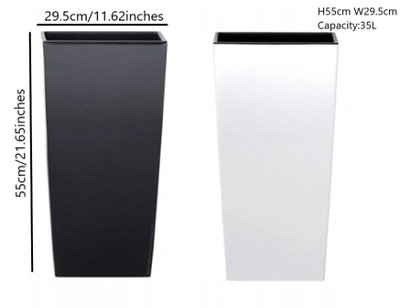 Tall Planter Plant Pot Flower with Insert Indoor Outdoor Garden Patio Home Large Anthracite H55cm W29.5cm - 5