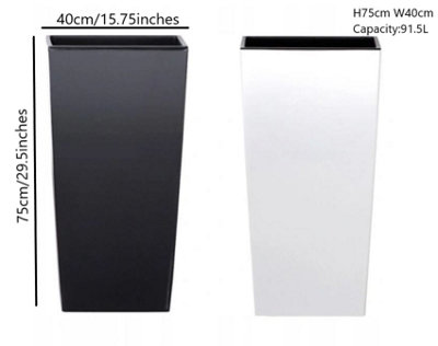 Tall Planter Plant Pot Flower with Insert Indoor Outdoor Garden Patio Home Large Anthracite H75cm W40cm - 5