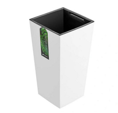 Tall Planter Plant Pot Flower with Insert Indoor Outdoor Garden Patio Home Large White H32.5cm W17cm