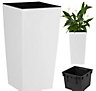 Tall Planter Plant Pot Flower with Insert Indoor Outdoor Garden Patio Home Large White H61cm W32.5cm