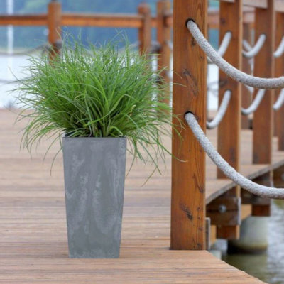 Tall Planter Plant Pot Square Concrete Effect Flower Indoor Outdoor Garden Patio H75cm/W40cm Anthracite - 3