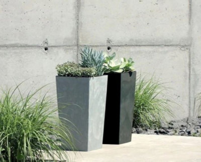 Tall Planter Plant Pot Square Concrete Effect Flower Indoor Outdoor Garden Patio H75cm/W40cm Anthracite - 4