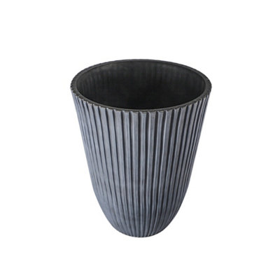 Tall Ribbed Ceramic Effect Planter 36cm - Modern Textured Indoor ...