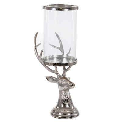 Tall Silver Stag Candle Hurricane Lantern DIY at B&Q