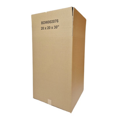 Tall Strong Double Wall Extra Large Cardboard Box 20" x 20" x 30" Storage Packing Moving House Sturdy Shipping Boxes (Pack of 1)