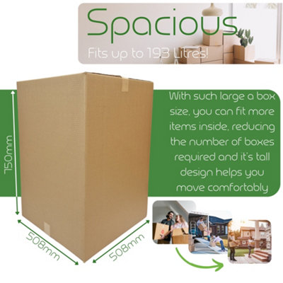 Tall Strong Double Wall Extra Large Cardboard Box 20" x 20" x 30" Storage Packing Moving House Sturdy Shipping Boxes (Pack of 1) - 4