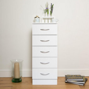 Tall White Chest of 5 Drawers H(900mm) W(750mm) D(360mm)