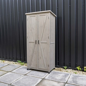 Tall Wooden Garden Storage Cabinet in Grey