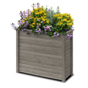 Tall Wooden Rectangle Planter- Grey Wash (FSC 100%)