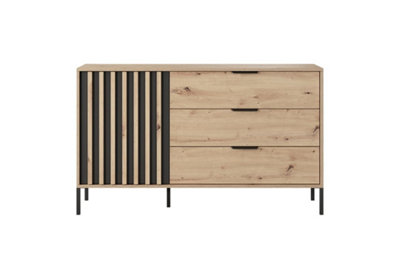Tally Chest of Drawers - Elegant Wooden Dresser with Versatile Storage (W)1380mm (H)820mm (D)400mm - Oak Artisan & Anthracite