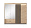 Tally Contemporary 4 Mirrored Hinged Door Wardrobe 4 Shelves 2 Drawers 2 Rails Artisan Oak Effect (H)2110mm (W)2200mm (D)600mm
