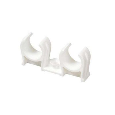 Talon Double Snap-In Pipe Clip 15mm WHITE (Pack of 100)