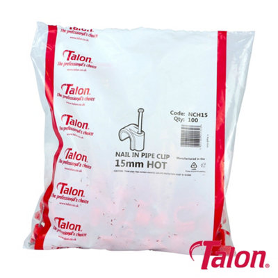 Talon - Nail In Pipe Clip - Red - NCH15 (Size 15mm - 100 Pieces)
