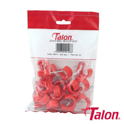 Talon - Nail In Pipe Clip - Red - NCH22/20 (Size 22mm - 20 Pieces)