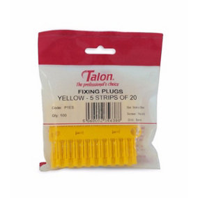 Talon Yellow 5mm Wall Plugs Plastic Screw Fixing Plugs Euro Slot X100 Pack P1ES