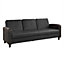 Tampa Black Faux Leather Sofa Bed Drop Down Table with Cup Holders 3 Seater Sofabed Recliner Side Pockets Contrast Stitching