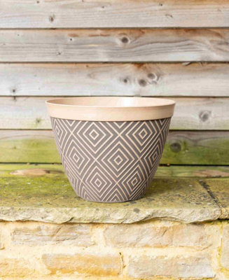 Tan and Black Aztec Planter - set of 4