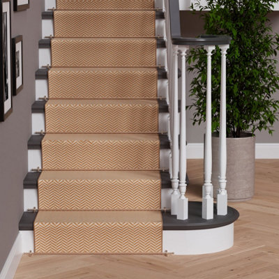 Tan Herringbone Cut To Measure Stair Carpet Runner 70cm Wide DIY at B&Q