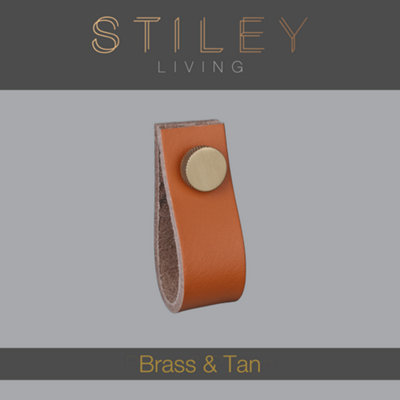 Tan Leather Handle With Knurling Fixing - Brass