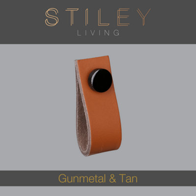 Tan Leather Handle With Knurling Fixing - Gunmetal