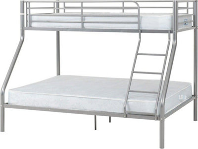 Tandi Triple Sleeper Bunk Bed in Silver Finish full sized double as the bottom bunk