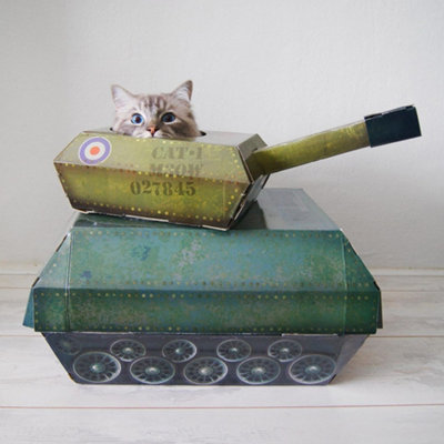 Tank Cat House Cardboard Kitten Toys & Cat Bed