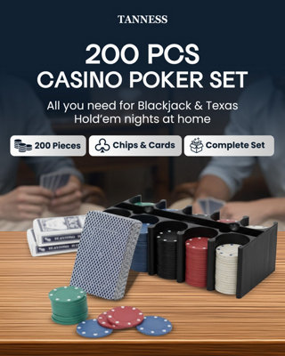 Professional Texas hold'em Poker Set With 200 Chips & 2 Sets Of Cards