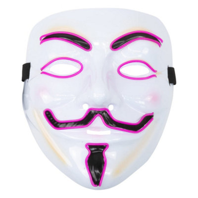 TANNESS LED FACE MASK - PURPLE - V FOR VENDETTA NEON EL WIRE LIGHT UP ...
