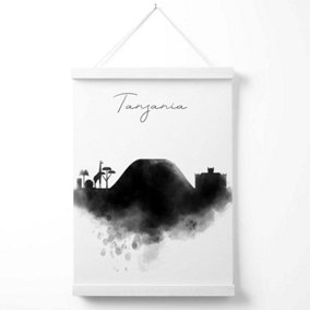 Tanzania Watercolour Skyline City Poster with Hanger / 33cm / White