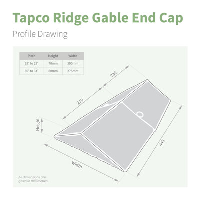 TapcoSlate Classic Ridge End Cap (2 Pack) - 25-29 Degree, Stone Black
