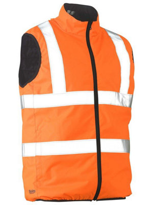 TAPED HI VIS REVERSIBLE PUFFER VEST ORANGE 2XL