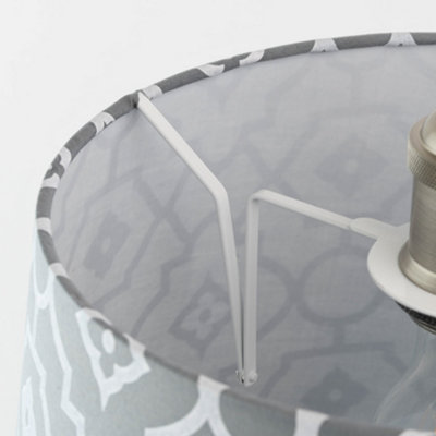 Tapered Cotton Grey Light Shade (D)28cm,Geometric Print Pattern Lightshade Lampshade Pendant Ceiling, Table, Floor Lamp Easy Fit