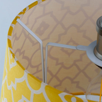 Tapered Cotton Yellow Light Shade (D)28cm,Geometric Print Pattern Lightshade Lampshade Pendant Ceiling, Table, Floor Lamp Easy Fit